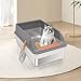 Stainless Steel Sifting Litter Box with Lid, XXL Extra Large Sifting Cat Litter Box for Pine Pellets & Big Cats,Metal Pellet Sifter Litter Pan System for Odor Control,Sifting Box Liners & Scoop