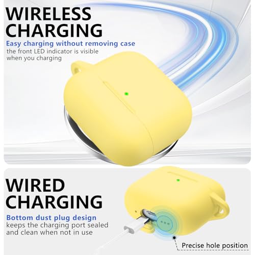 Image of Ljusmicker for AirPods 4 Case 2024 with Cleaner Kit,Yellow | Soft Silicone Protective Cover for Apple AirPods 4th Generation Case with Keychain for Women Men,Shockproof