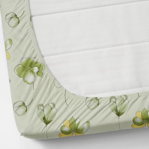 Image of 380 TC Premium Glace Cotton Elastic Fitted Bedsheet King Size with 2 Pillow Covers King Size | Double Bed with All Around Elastic (NEW Green, Fitted Queen-60x78)