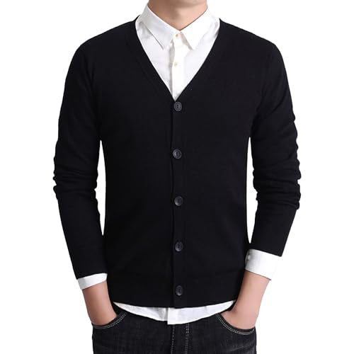 Men's V Neck Button Down Sweaters Lightweight Long Sleeve Knitted Men Cardigan Casual Cable Knit Knitwear Cardigans