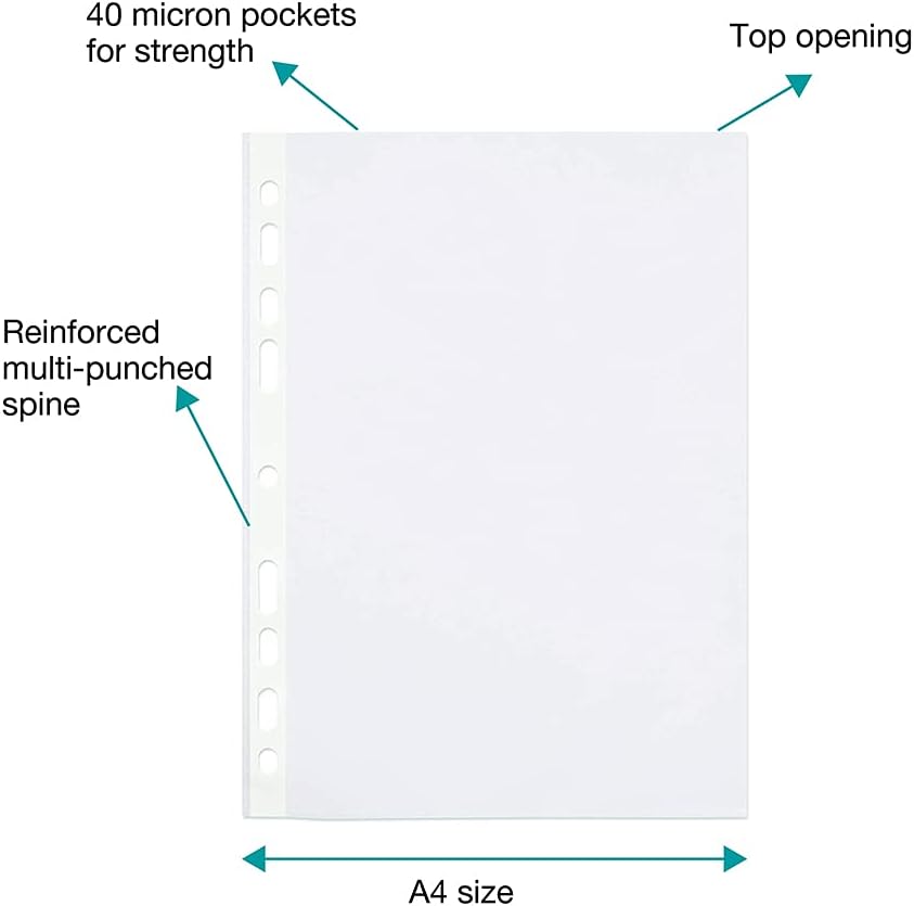 SUMMIT Punched Poly Pockets A4, Pack of 500 Plastic Wallets