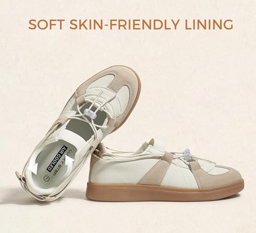 LUCKY STEP Women's Ballet Fashion Sneakers Casual Comfortable Retro Flats Lightweight Breathable Skate Shoes4