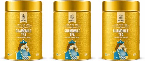 Image of House of Hindraj Chamomile Rani Herbal Loose Tea 25 g Organic, Whole Chamomile Flowers, 100% Natural & Organic Ingredients, No Added Sugar Relaxing & Calming, Stress Relief (Pack of 3)