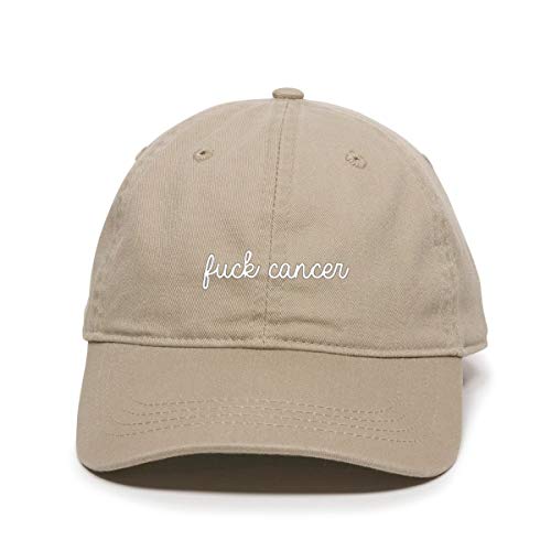 Dsgn By Dna Fuck Cancer, Awareness Baseball Cap Embroidered Cotton Adjustable Dad Hat Khaki #TOP5