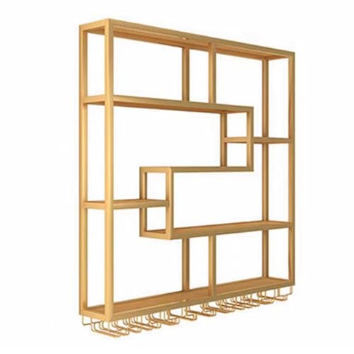YHWKGZ Botellero de Pared, Botellero de Copa de Vino de Metal, Wine Rack con Soporte for Copa de Vino, Estante de Vino de Exhibición de Almacenamiento Flotante, for Cocina(Gold,120cm)
