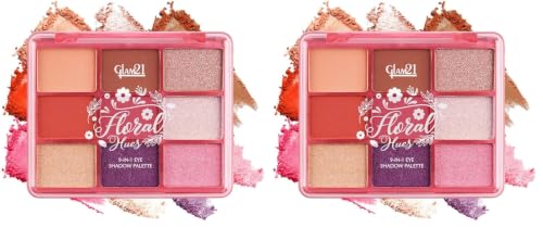 Image of Glam21 Floral Hues 9 In 1 Eyeshadow Palette | Highly Pigmented | Easy To Carry | Super-Blendable | Mix of Matte and Shimmers Smudge-Proof (7.2 gm) | 04- Lotus (Pack of 2)