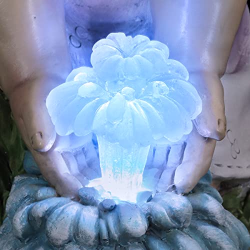 Exhart Garden Sculpture, Solar Girl Garden Statue, Led Water, Hand Painted Outdoor Garden Decoration, 7.5 X 13.5 Inch #TOP7