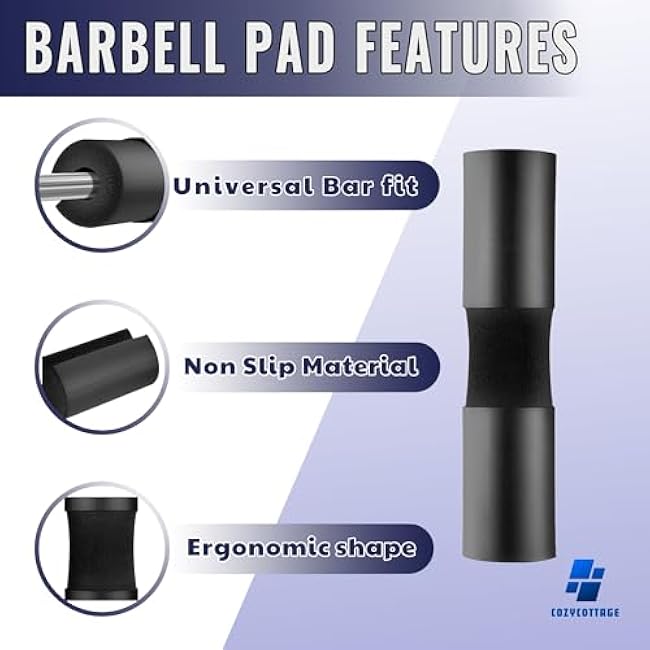 Barbell Pad Set for Hip Thrust & Squats ¨C 9-Piece Workout Kit for Women | Includes 2 Bar Pads, 2 Ankle Straps, 2 Resistance Bands & Gym Accessories ¨C No Pain Hip Thrusts ¨C Glute, Leg & Booty Training