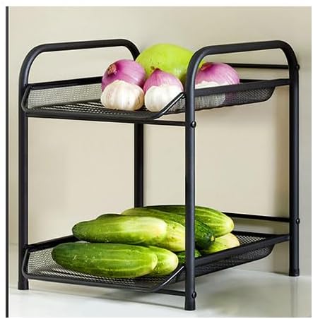 Dxcaicc Fruit and Vegetable Multi-Layer Storage Rack for Kitchen, Multipurpose Stand Holder Organizer for Countertop,Removable Metal Wire Storage Baskets,2Layer