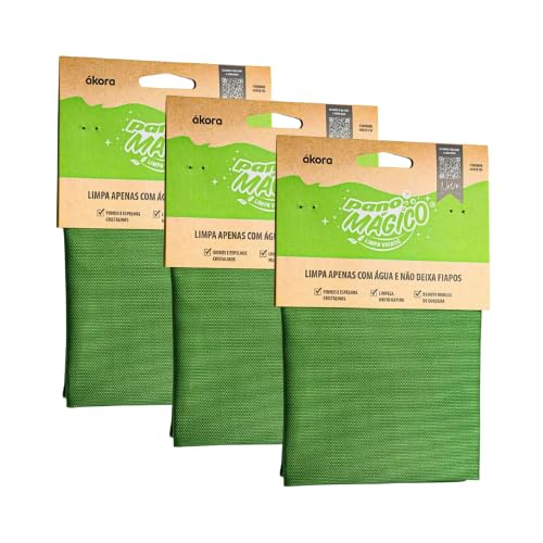 3 LIMPA VIDRO PANO MAGICO ÁKORA POLIÉSTER E POLIAMIDA