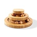 Gelrova Pet Interactive Fun Roller Exerciser 2 Level Tower of Tracks Cat Teaser Ball ToyTwo-ply rotatable Smart Track Ball rocking roll Gifts (Bamboo)