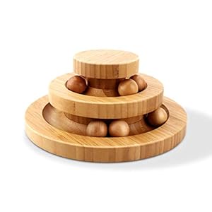 Gelrova Gioco Interattivo per Gatti in Legno: Rullo a Dondolo Smart Track a Due Strati Girevole - Regalo Interattivo