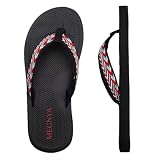 MEGNYA Plantar Fasciitis Flip Flop Sandals for Women, Comfortable Arch Support Thong Sandals for Daily Use, Soft Yoga Mat Foam Athletic Slippers for Walking Red Black Size 8
