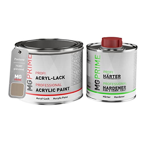 Pantone 7530C Marron Peinture acrylique brillante Pot de 0,75 litre / 750 ml, y compris le durcisseur