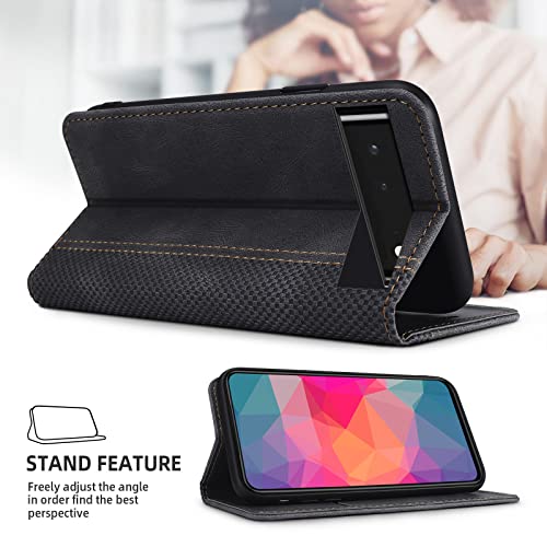 Étui Google Pixel 8 en cuir PU premium noir style folio raffiné - 2