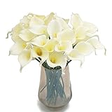 cn-Knight Artificial Flower 24pcs 14'' Calla Lily Faux PU Flower Real-Touch Arum Lily for Wedding Br