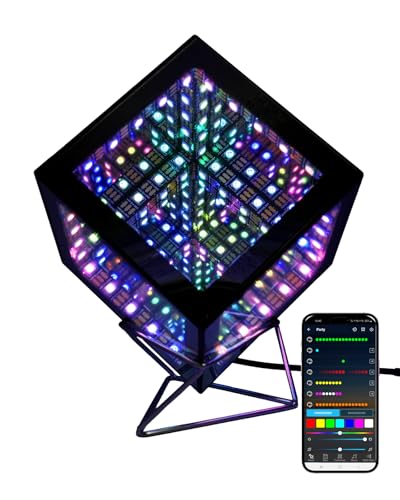 A hypercube infinity mirror lamp that creates a tunnel of infinite recursive light — genuinely mind-bending desk art.