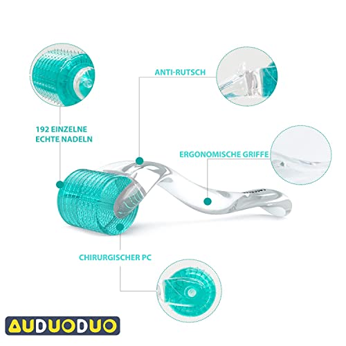 AUDUODUO® Derma roller 192 echte nadeln 0.5mm mit REAL SILVER Nadeln Microneedle roller for Face - Image 4