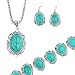 YAZILIND Jewelry Sets Silver Plated Retro Turquoise Claw Flower Pendant Necklace Drop Earrings Bracelet