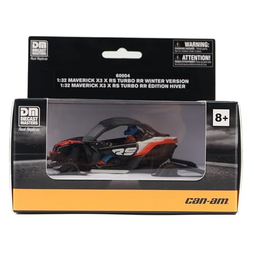 Diecast Masters BRP Bombardier Models 1:32 Scale Diecast Replica Can-Am Maverick X3 X rs Turbo RR Winter Version, Chalk Gray & Magma Red | Item 60004