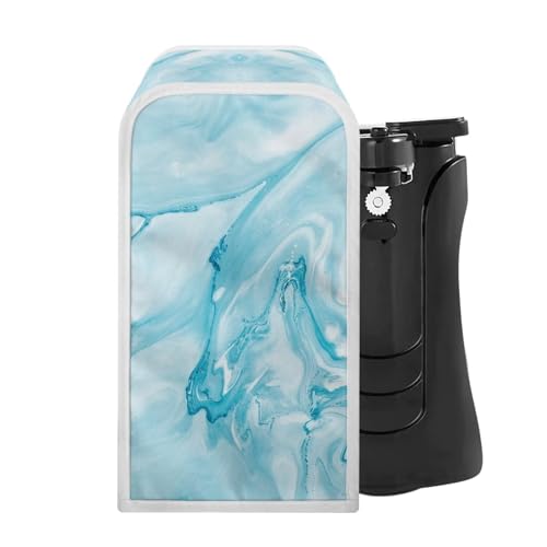 NETILGEN Can Opener Cover Square Protective Cover Oil-Proof Dust-Proof Bottle Opener Protective Covers Fits Most Electric Automatic Can Openers Kitchen Decor, Light Blue Marble