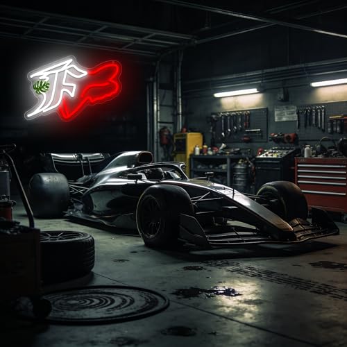 Image of Race Car Neon Sign for Wall Decor Dimmable Racing Neon Light for Man Cave Stylish Vehicle Emblem Light up for Garage Bedroom Decor Birthday Party Gift for Man Size13.7 * 9.4In(A010)