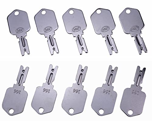 JEENDA 10X 166 Forklift Keys Ignition Keys for Clark Yale Hyster Komatsu Gradall Gehl Crown & More