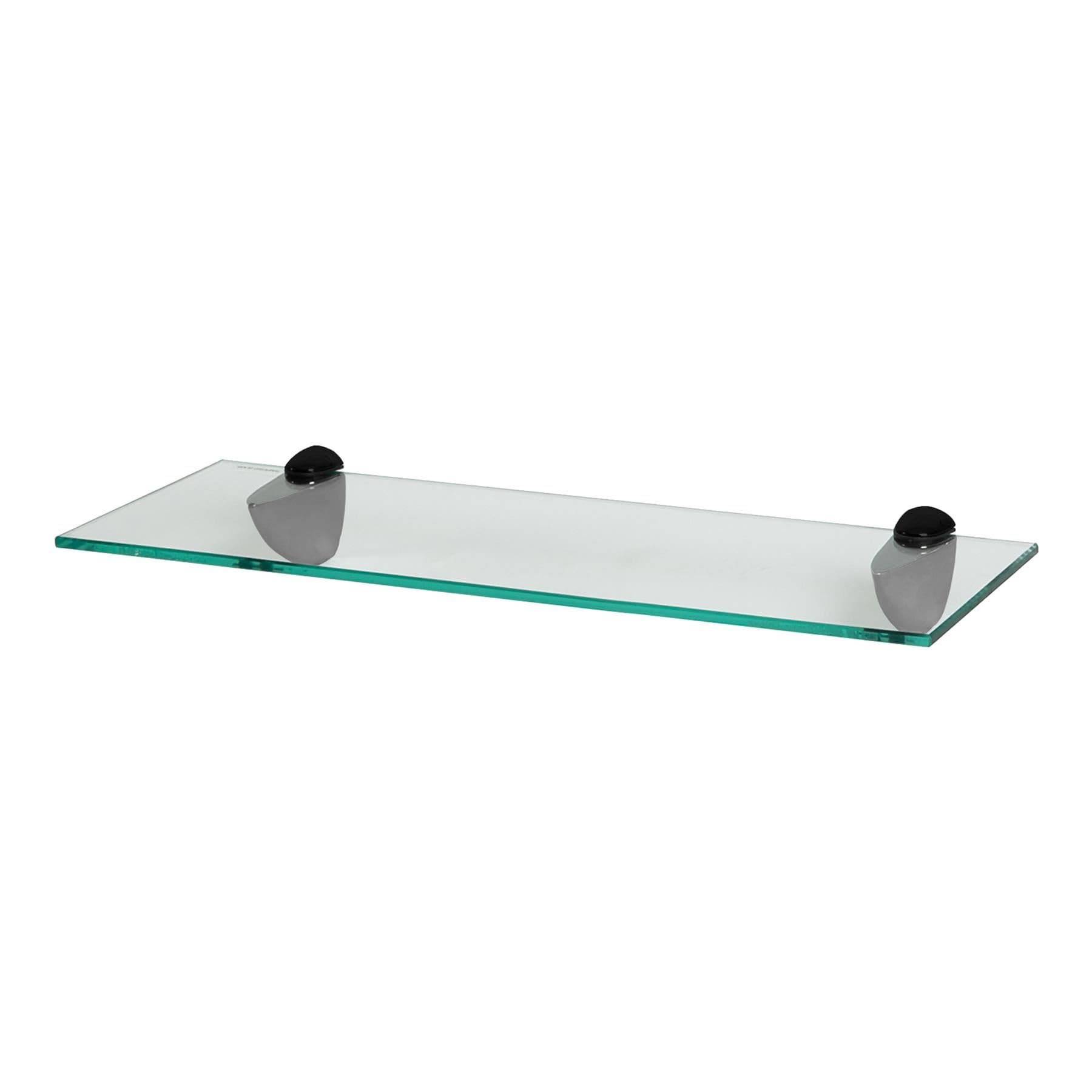 Harbour Housewares Floating Glass Bathroom Shelf - 50cm - Clear/Black - 1x Wall-Mounted Kitchen Bedroom Shower Room Décor Caddy Towel Storage Organiser Shelving Rack with Brackets
