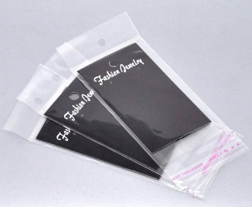 100 pcs Jewelry Earring Display Cards with Self Adhesive Bags (Black)