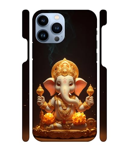 Image of Lord ''Ganesha''-(Golden) Printed Hard Mobile Back Cover & Case for iPhone 13 Pro (6.1 inch), Designer | Protective & Premium Cover & Case