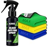 Azriel® Car Glass Care Combo | Glass Anti Fog Spray (100ml) + 1 Microfiber Cleaning Cloths | Windshield & Interior Glass Cleaner Kit