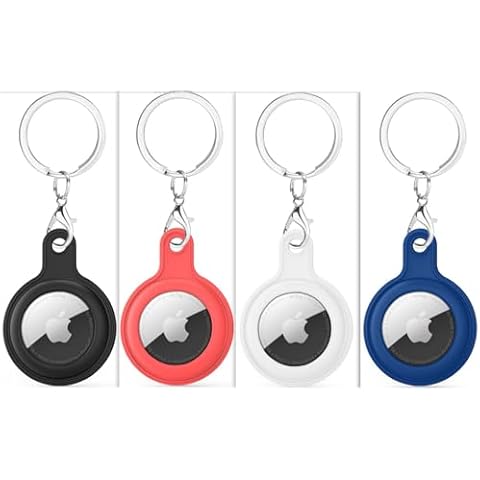 Leonnn Compatible with Apple AirTag Secure Holder with Wire Cable, 4 Pack Air Tag Lock Case Keychain Key Ring Key Chain Luggage tag for Keys, Luggage & More Men Women's Keyrings & Keychains Cover