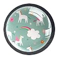 Seamless Vector Pattern with Cute Magic Unicorns for Kitchen Cabinets 4 Pack Glass