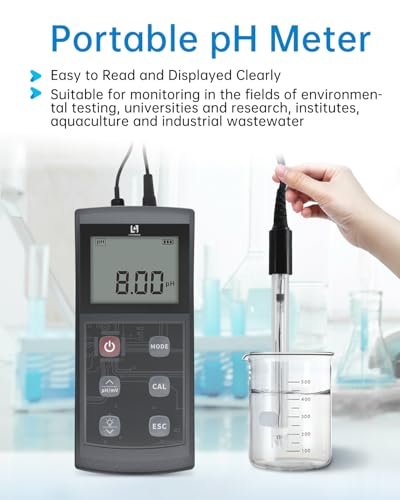 Portable pH Meter, High Accuracy, Large Backlight Display, pH Tester with ATC, Digital pH Meter for Drinking Water/Lab/Pool/Biomedicine/Aquarium, 0-14 Measurement Range