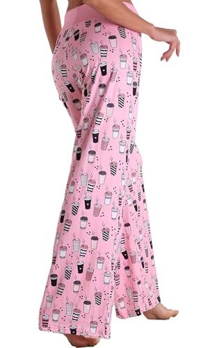 Image of Women Pajama Pants Comfy Lounge Wide Leg Casual Stretch Palazzo Drawstring Pj Bottoms Pants S-3XL