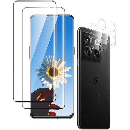 uShield Protector de Pantalla para OnePlus 10T, Anti-rasguños Cristal Templado, Templado película Protectora, Sensible al Tacto, 3 Pack Vidrio Templado y 2 Pack Protector de Lente de Cámara