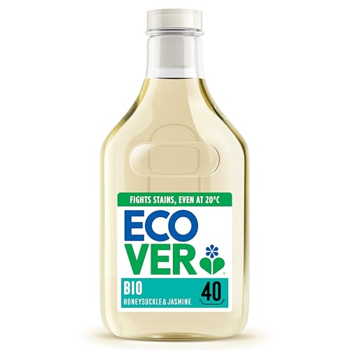 Ecover Concentrated Bio Laundry Detergent, Laundry Washing Liquid, Fresh Honeysuckle & Jasmine Scent 1x 40 Washes, 1x 1.43L