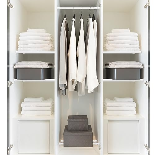 Image of MEXAU White Tension Curtain Rod 16 - 28 inch Spring Tension Rod Curtain Rod Adjustable Spring Rod Extendable Tension Rod for Kitchen, Bathroom, Window, Closet. | Adjustable Curtain Rods No Dilling Extendable Spring Tension Rod Short Curtain Rod for Windows, Kitchen, Bookshelf, Closet