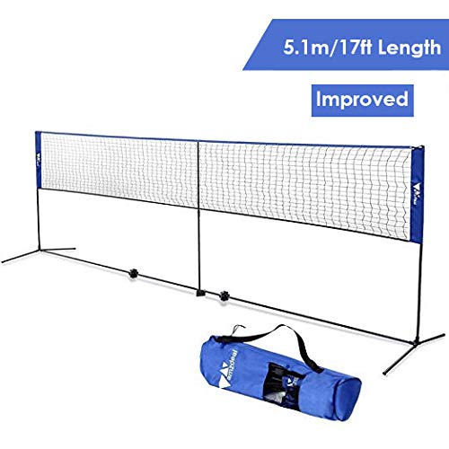 Amzdeal Portable Badminton Net 17ft Adjustable Height For