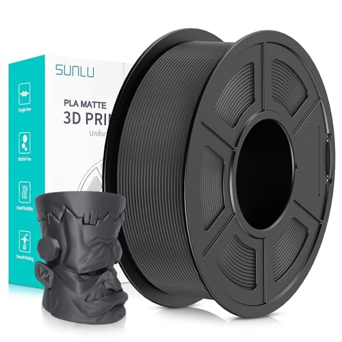 SUNLU 3D Printer Filament Matte PLA Filament, Neatly Wound Matte PLA Filament 1.75mm ± 0.02mm, Fit Most FDM 3D Printers, Good Vacuum Packaging 3D Printing Filament, 1kg Spool (2.2lbs), Matte Grey 9 SUNLU 3D Printer Filament Matte PLA Filament, Neatly Wound Matte PLA Filament 1.75mm ± 0.02mm, Fit Most FDM 3D Printers, Good Vacuum Packaging 3D Printing Filament, 1kg Spool (2.2lbs), Matte Grey