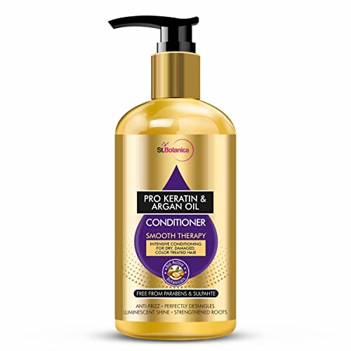 StBotanica Pro Keratin & Argan Oil Smooth Therapy Conditioner, 300ml - Intensive Conditioning For Dry, Damaged & Color Treated Hair, No Parabens or SLS/Sulphate