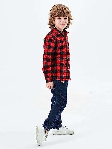 Image of OCHENTA Men's & Boys Flannel Shirts Button Down Long Sleeve Plaid Shirt Family Matching Outfits