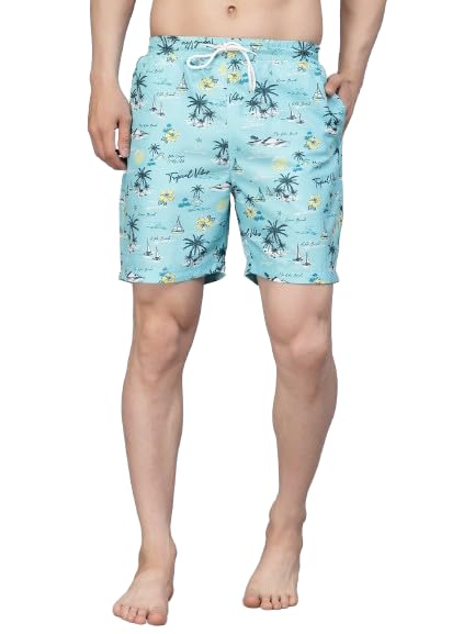 Men Multi Color Tropical Printed Polyester Swim Short