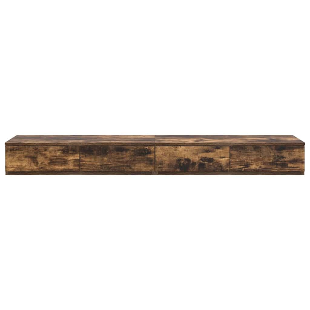 Cassetti da letto in rovere affumicato, 160 x 36,5 x 16,5 cm, 4 cassetti push-to-open, comodino durevole per camera da letto, proprietari di case moderne