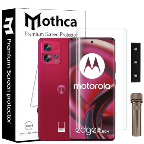 Mothca Curved UV Tempered Glass Screen Protector for Moto Edge 30 Fusion | Transparent | Pack of 1 | Full Screen Coverage with UV Installation Kit