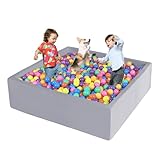 Foam Ball Pit for Toddlers - CALEPTONG 47.2' x 47.2' x 13.8' Large Square Ball Pits for Kids, Soft Baby Playpen Ball Pool Without Balls for Children, Gifts for Boys Girls Indoor Outdoor Game