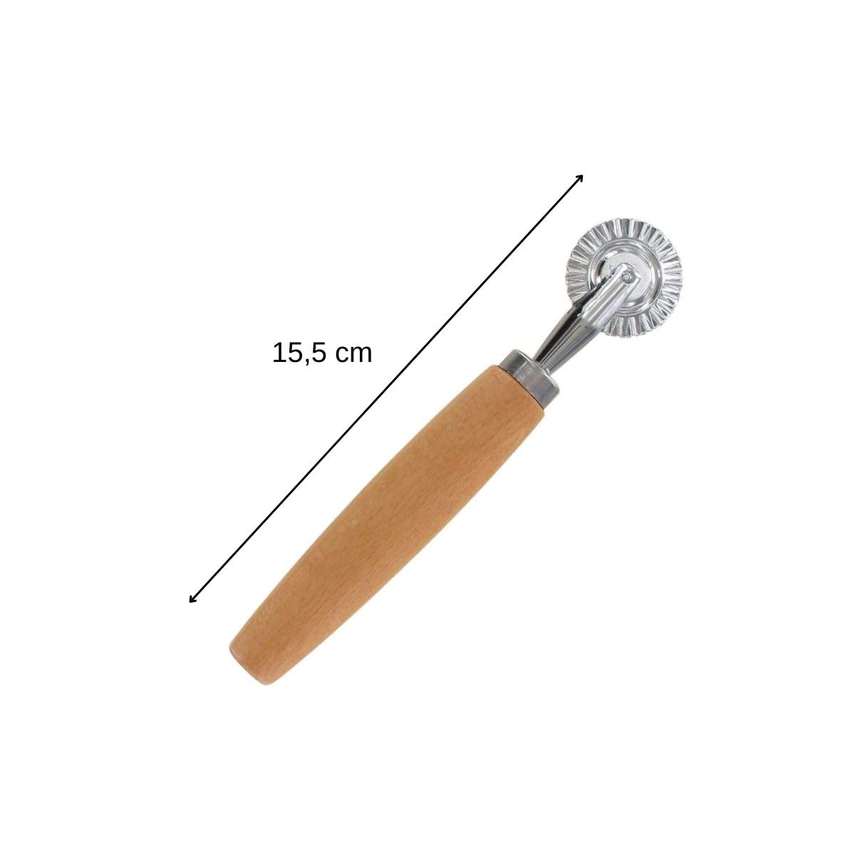 Fackelmann 40918 Roulette à pâtisserie, roulette inox pour raviolis, Bois, Acier inoxydable, 15,5 cm