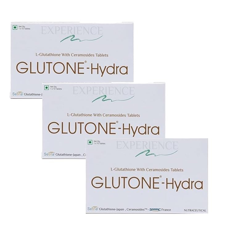 Image of Glutone-Hydra | Setria Glutathione with Ceramosides Tablets for Dry Skin | For Glowing Hydrated Skin | Pack of 30 Tablets