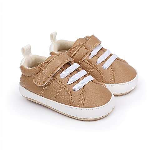 Image of SOFMUO Baby Boys Girls High Top Ankle PU Leather Sneakers Soft Rubber Sole Infant Moccasins Newborn Oxford Loafers Anti-Slip Toddler Wedding Uniform Dress Shoes