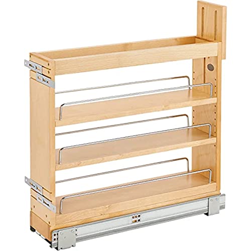 Rev-A-Shelf 12,7 cm wysuwany organizer do przechowywania szafek kuchennych / łazienkowych, półki na przyprawy, półki spiżarni z miękko zamykanymi slajdami, drewno, 448-BDDSC-5C